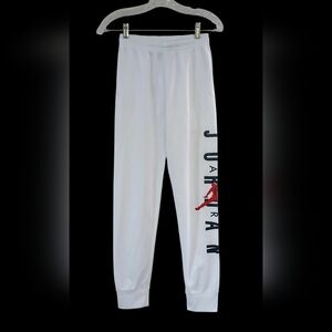 Jordan White Kids Joggers with Black and Red Logo